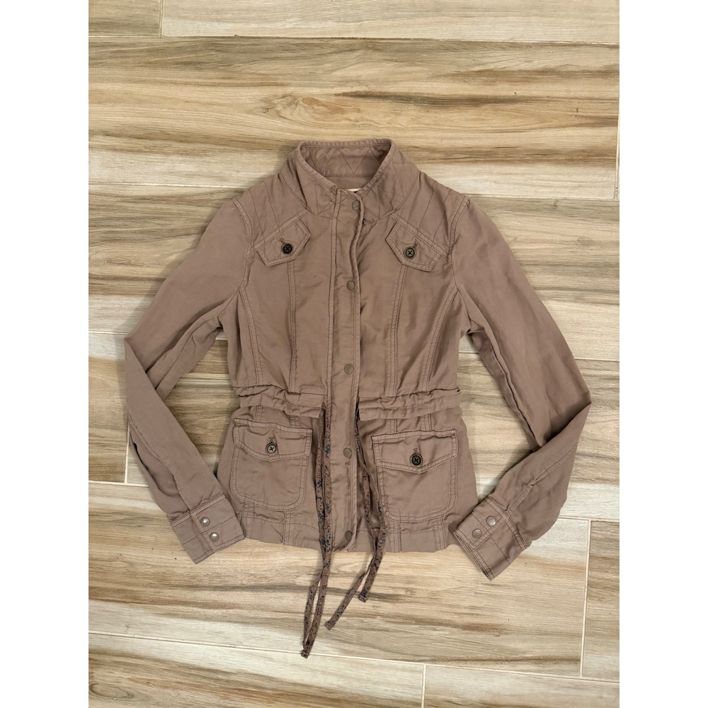 Daughters of the Liberation Utility Jacket Taupe Cotton Linen Field Coat Size 2
